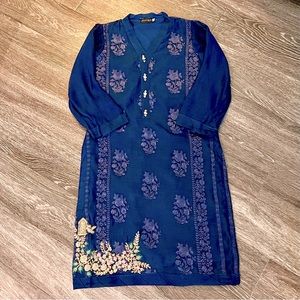 Agha Noor Blue Kurta Shirt Pakistani XS NWOT Pakistani Indian